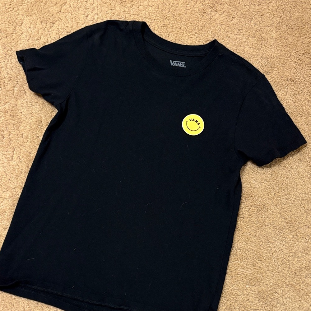 Vans Black Tee with Yellow Smiley